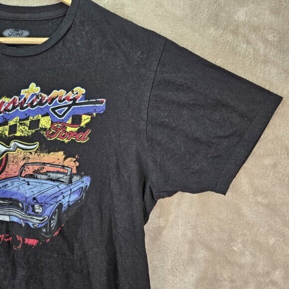 Ford Mustang T-Shirt Motorsports Classic Muscle Car Mens Sz L Black Short Sleeve - Picture 9 of 10
